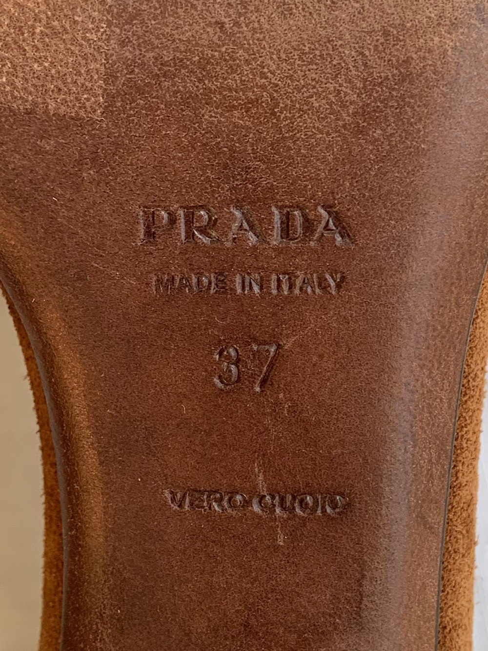 Vintage Prada Suede Rosette Flower Pointy Toe Kitten Heels Tan Brown - Picture 9 of 9